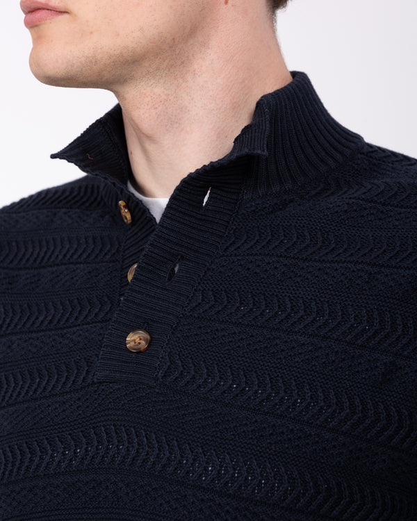 2t Irvine Tall Button Neck Jumper (navy)
