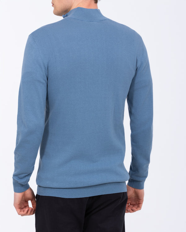 2t Niall Cotton Quarter Zip Tall Jumper (denim)