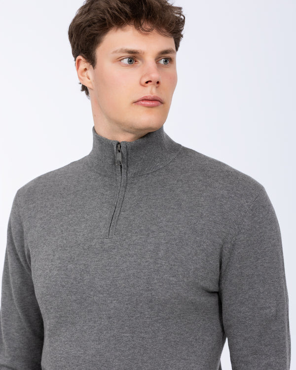 2t Niall Cotton Quarter Zip Tall Jumper (charcoal)
