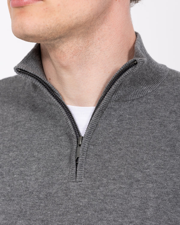 2t Niall Cotton Quarter Zip Tall Jumper (charcoal)
