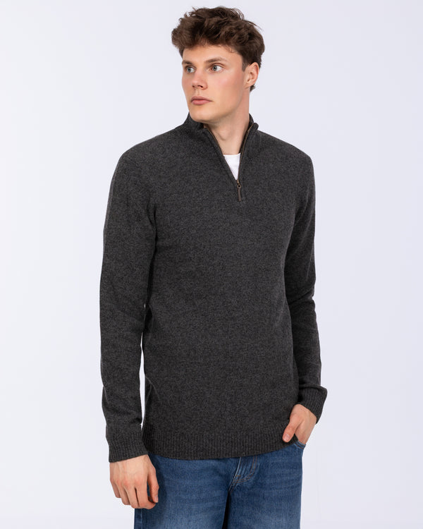 2t Tall Pure Lambswool Quarter Zip Jumper (charcoal)