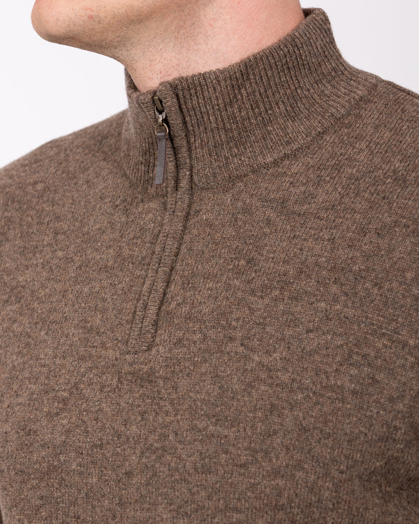 2t Tall Pure Lambswool Quarter Zip Jumper (taupe)