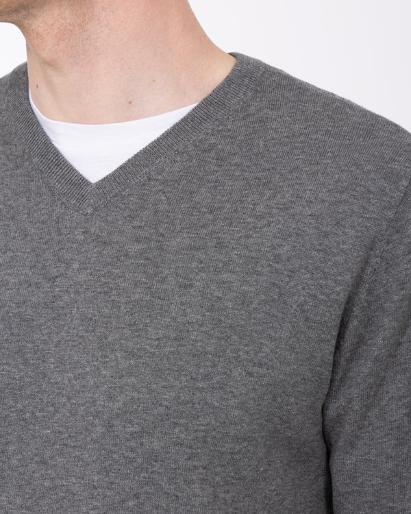 2t Victor Tall Cotton V-Neck Jumper (charcoal)