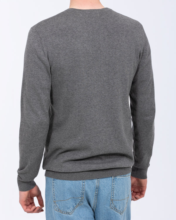 2t Victor Tall Cotton V-Neck Jumper (charcoal)