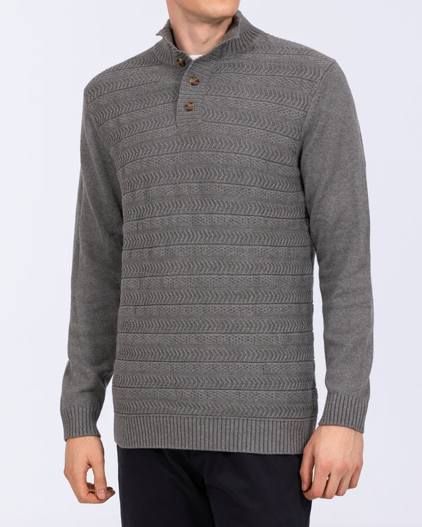 2t Irvine Tall Button Neck Jumper (charcoal)