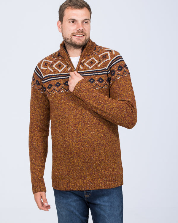 2t Nordic Tall Quarter Zip Lambswool Jumper (copper)