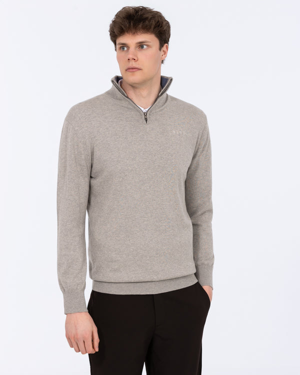 Parell Merino Blend Tall Quarter Zip Golf Jumper (grey melange)