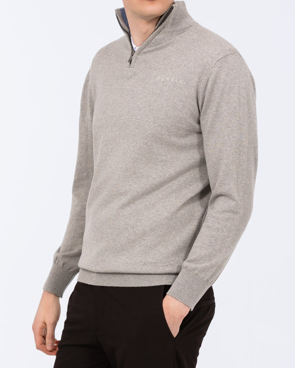 Parell Merino Blend Tall Quarter Zip Golf Jumper (grey melange)