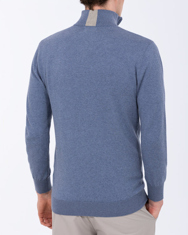 Parell Merino Blend Tall Quarter Zip Golf Jumper (mid blue)