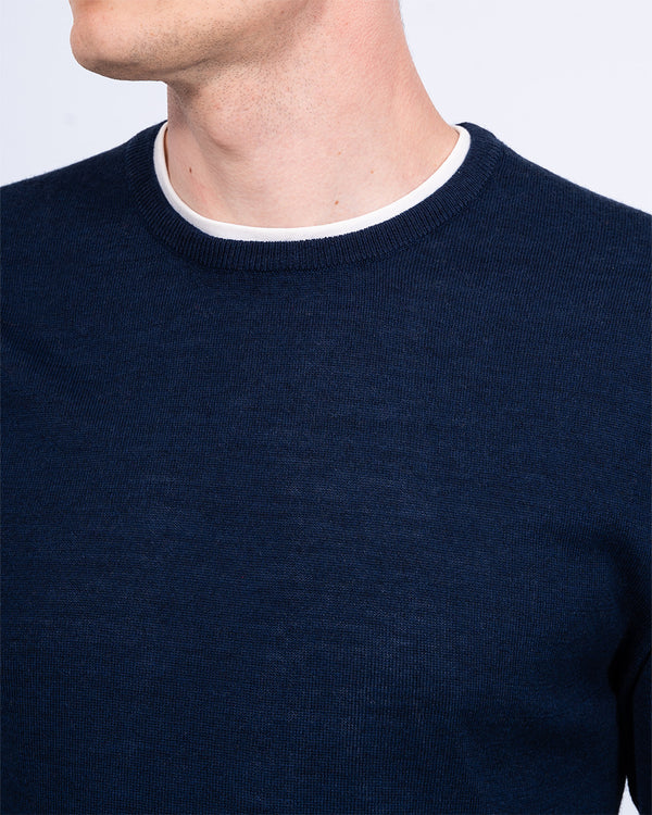 2t Tall Merino Blend Crew Neck Jumper (navy)
