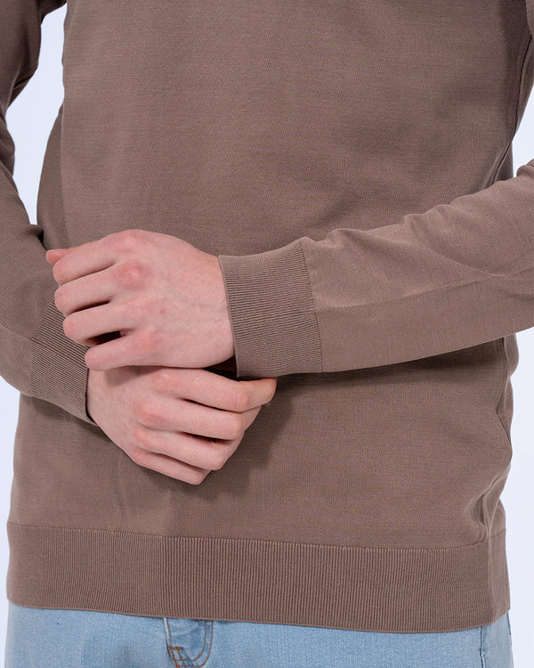 2t Penn Tall Open Collar Jumper (taupe)