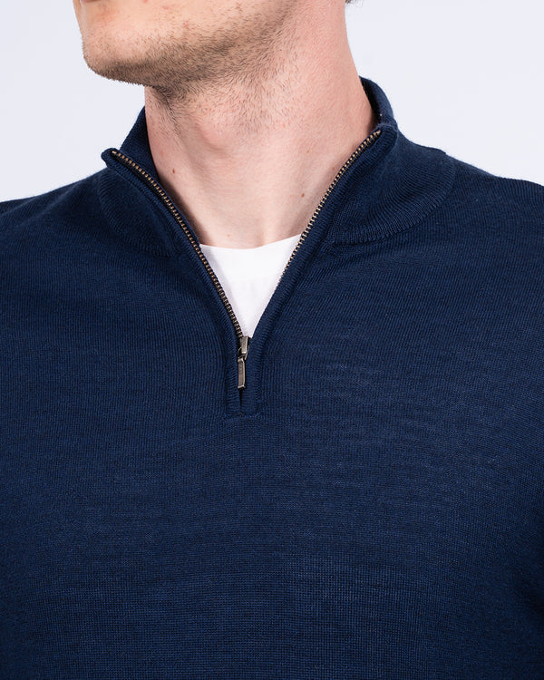 2t Tall Merino Blend Quarter Zip Jumper (navy)