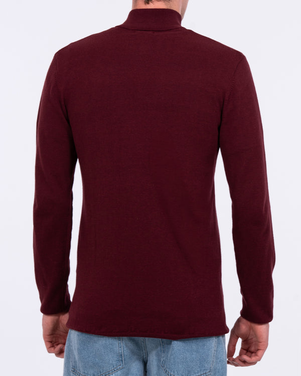 2t Niall Cotton Quarter Zip Tall Jumper (maroon)