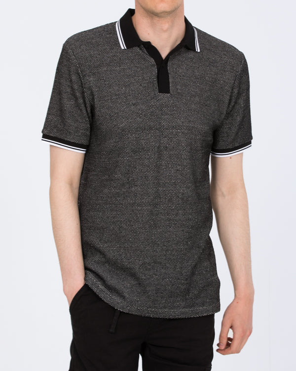 2t Tall Jacquard Tipped Polo Shirt (black pattern)