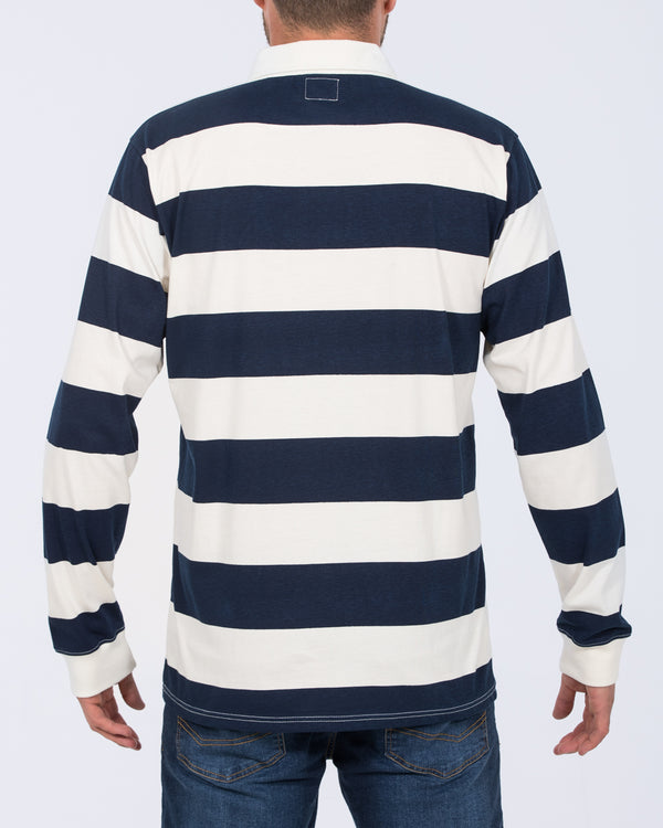 2t Kian Long Sleeve Tall Rugby Polo Shirt (navy/cream)