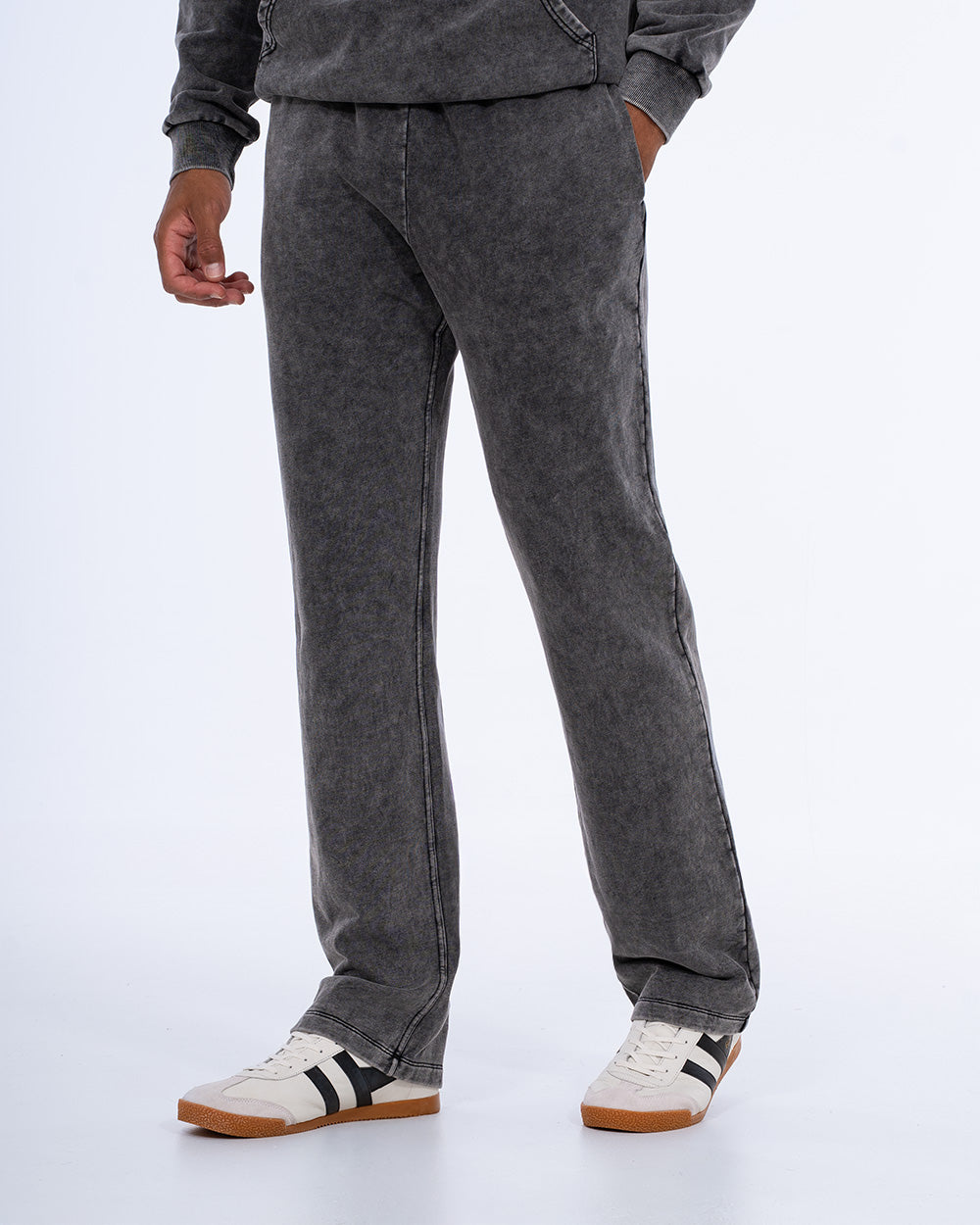 2t Sergio Tall Mens Acid Wash Wide Leg Joggers (charcoal) | Tall