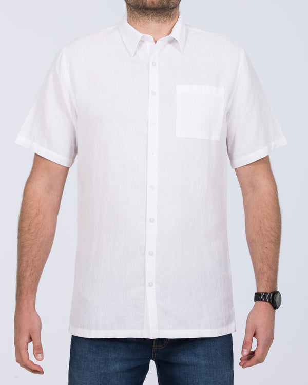 2t Tall Short Sleeve Linen Blend Shirt (white)