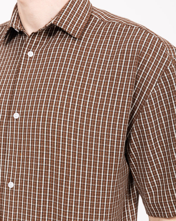 2t Tall Murdo Boxy Short Sleeve Shirt (brown check)