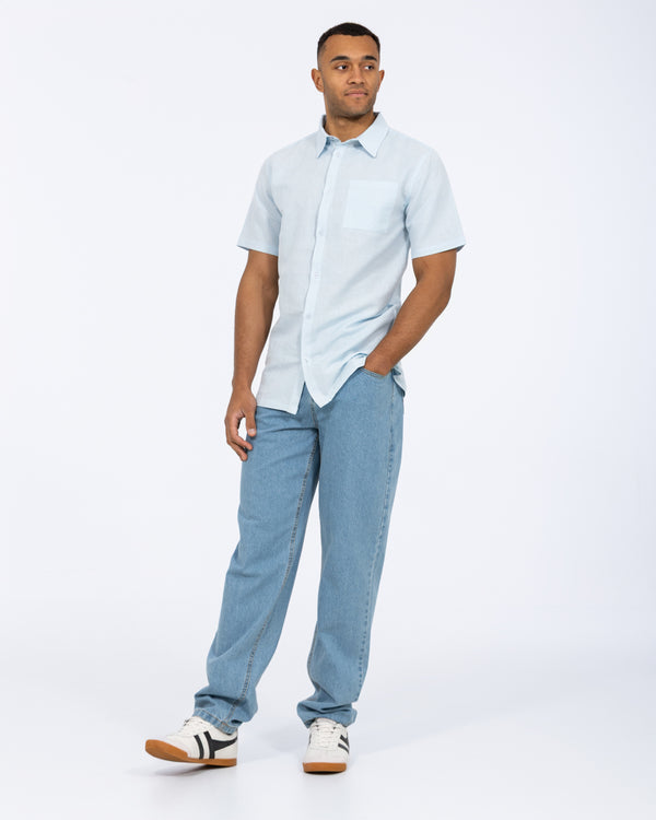 2t Tall Short Sleeve Linen Blend Shirt (pale blue)