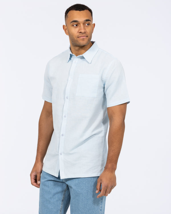 2t Tall Short Sleeve Linen Blend Shirt (pale blue)