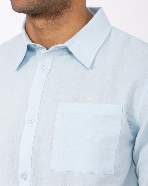 2t Tall Short Sleeve Linen Blend Shirt (pale blue)