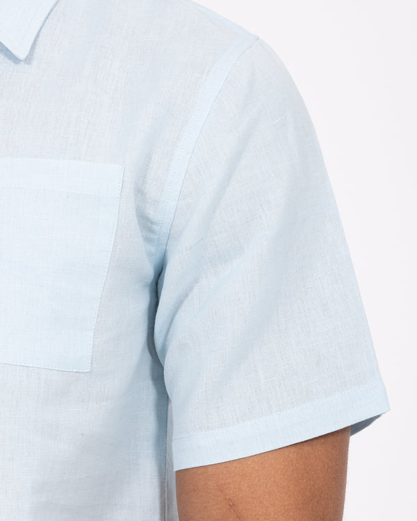 2t Tall Short Sleeve Linen Blend Shirt (pale blue)