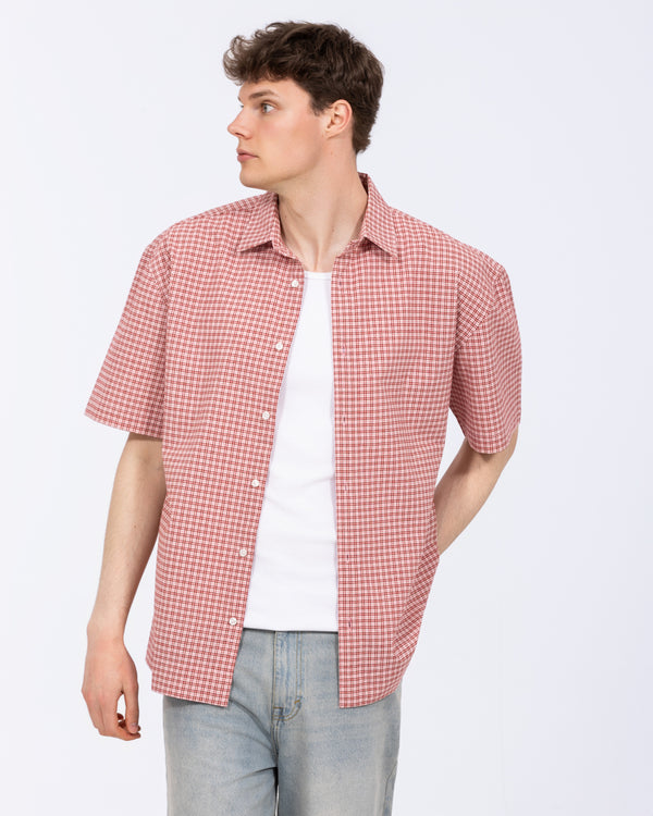 2t Tall Murdo Boxy Short Sleeve Shirt (red check)