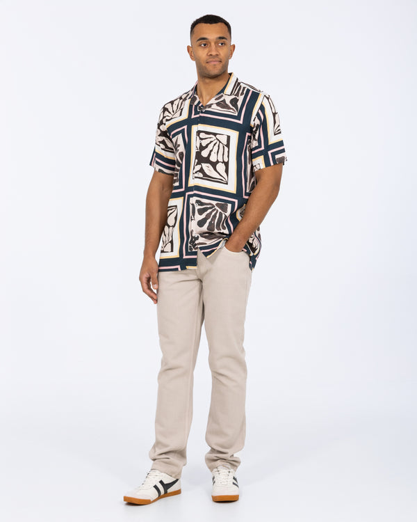 2t Musa Tall Short Sleeve Printed Revere Shirt (white pattern)