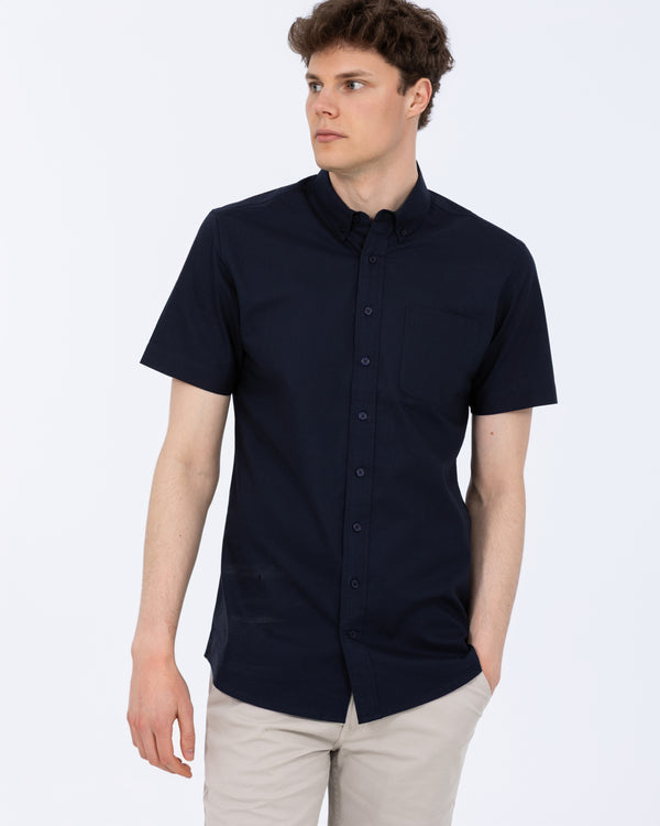 2t Tall Short Sleeve Oxford Slim Fit Shirt (navy)