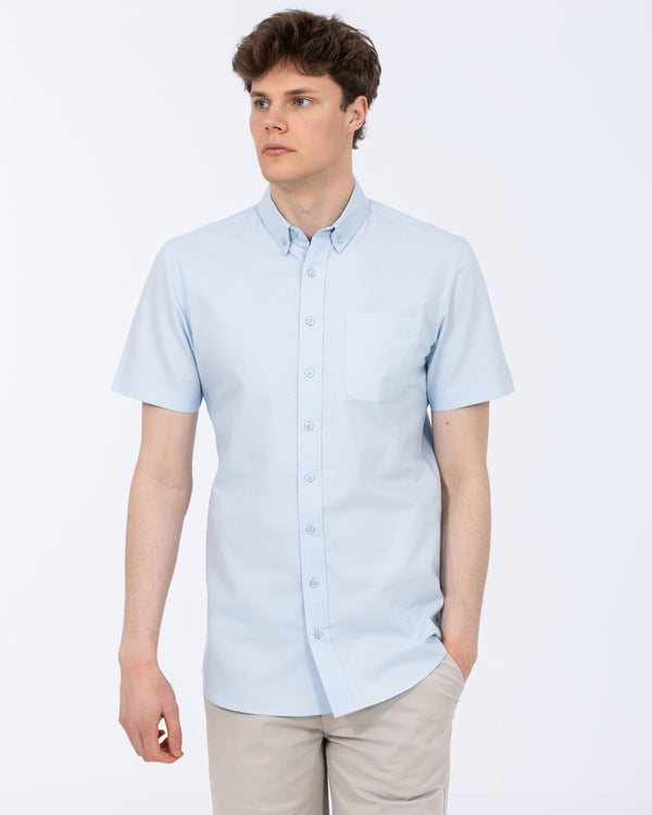 2t Tall Short Sleeve Oxford Slim Fit Shirt (sky blue)