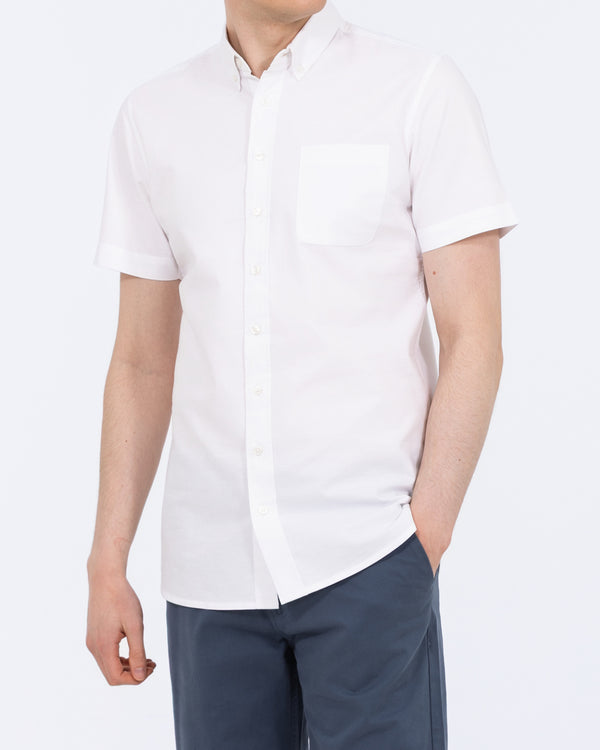 2t Tall Mens Short Sleeve Oxford Slim Fit Shirt (white)