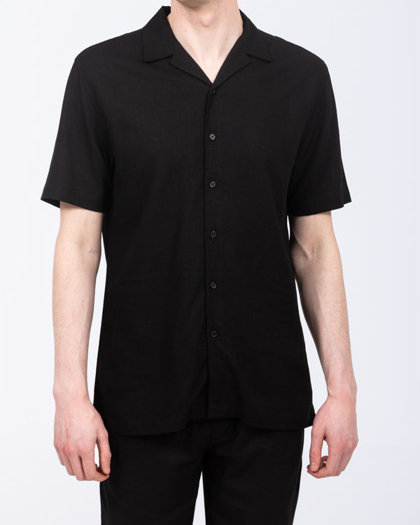 2t Tall Will Linen Blend Revere Shirt (black)