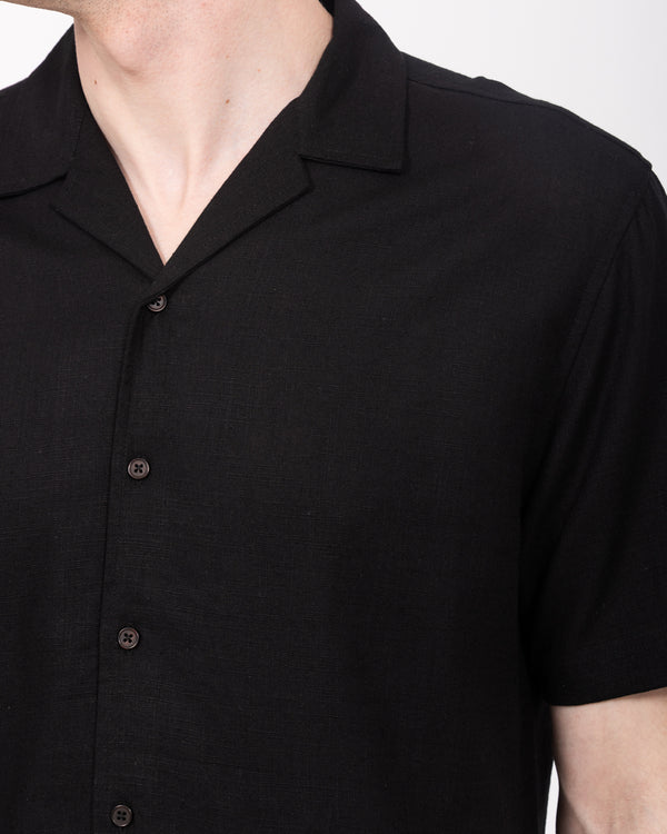 2t Tall Will Linen Blend Revere Shirt (black)