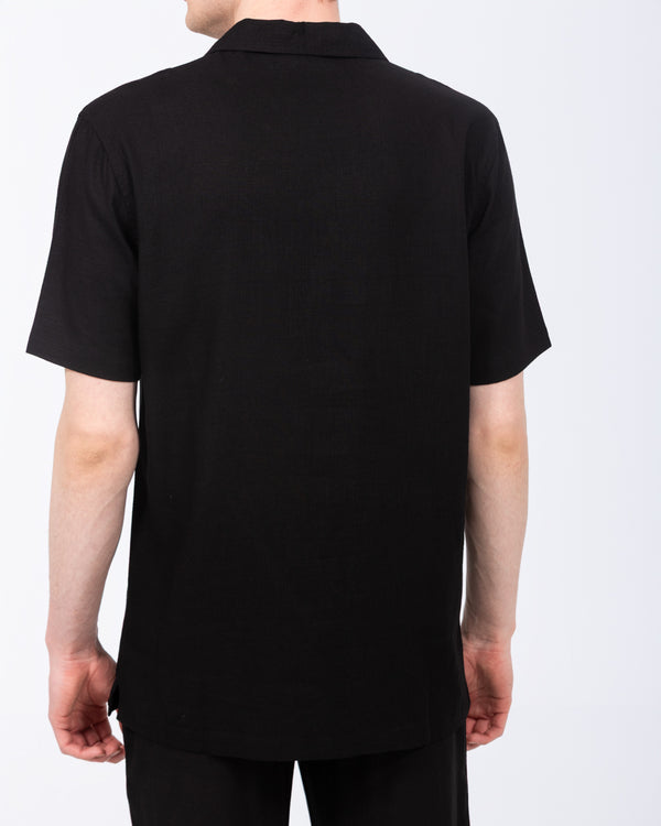 2t Tall Will Linen Blend Revere Shirt (black)