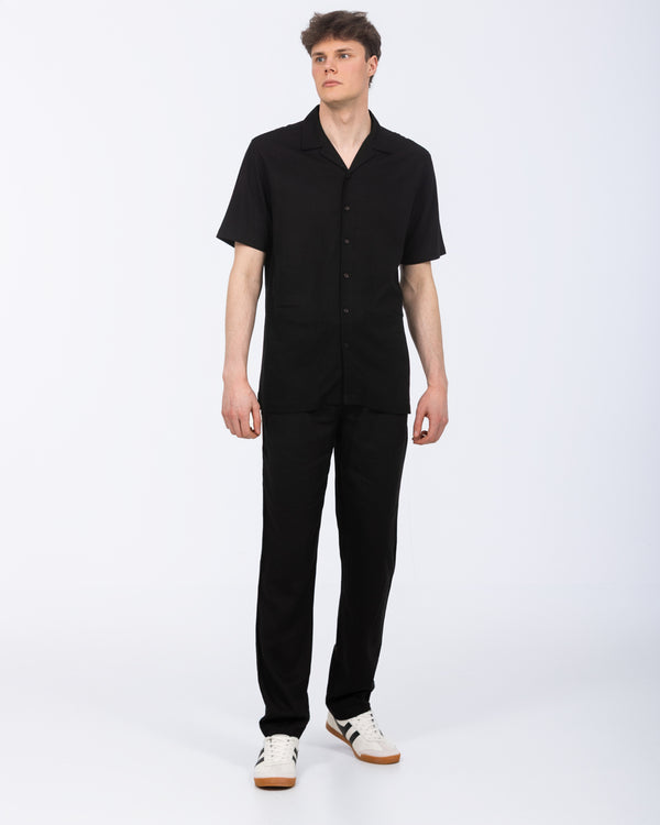 2t Tall Will Linen Blend Revere Shirt (black)