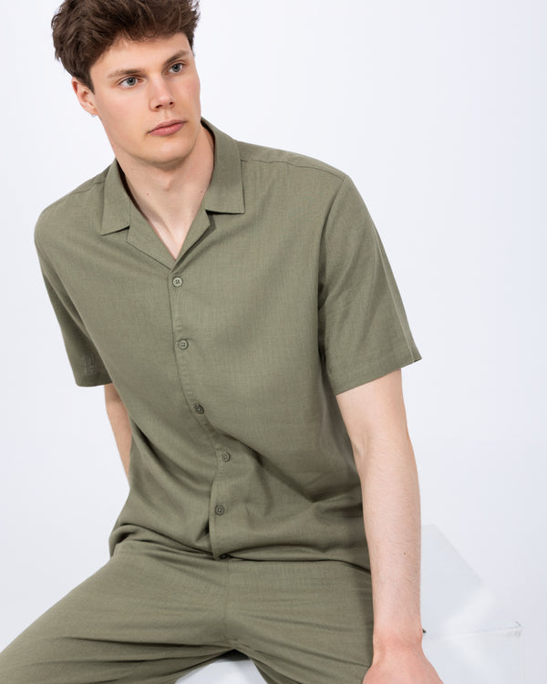 2t Tall Will Linen Blend Revere Shirt (khaki)