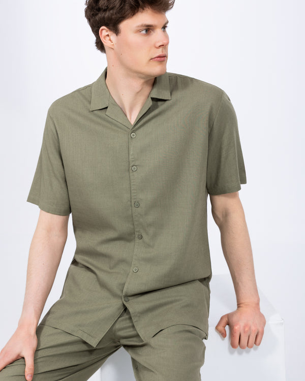 2t Tall Will Linen Blend Revere Shirt (khaki)