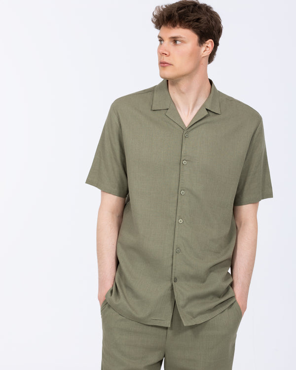 2t Tall Will Linen Blend Revere Shirt (khaki)