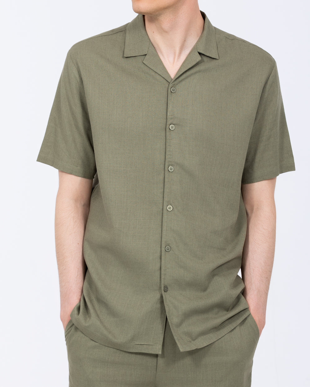 2t Tall Mens Extra Long Will Linen Blend Revere Shirt (khaki