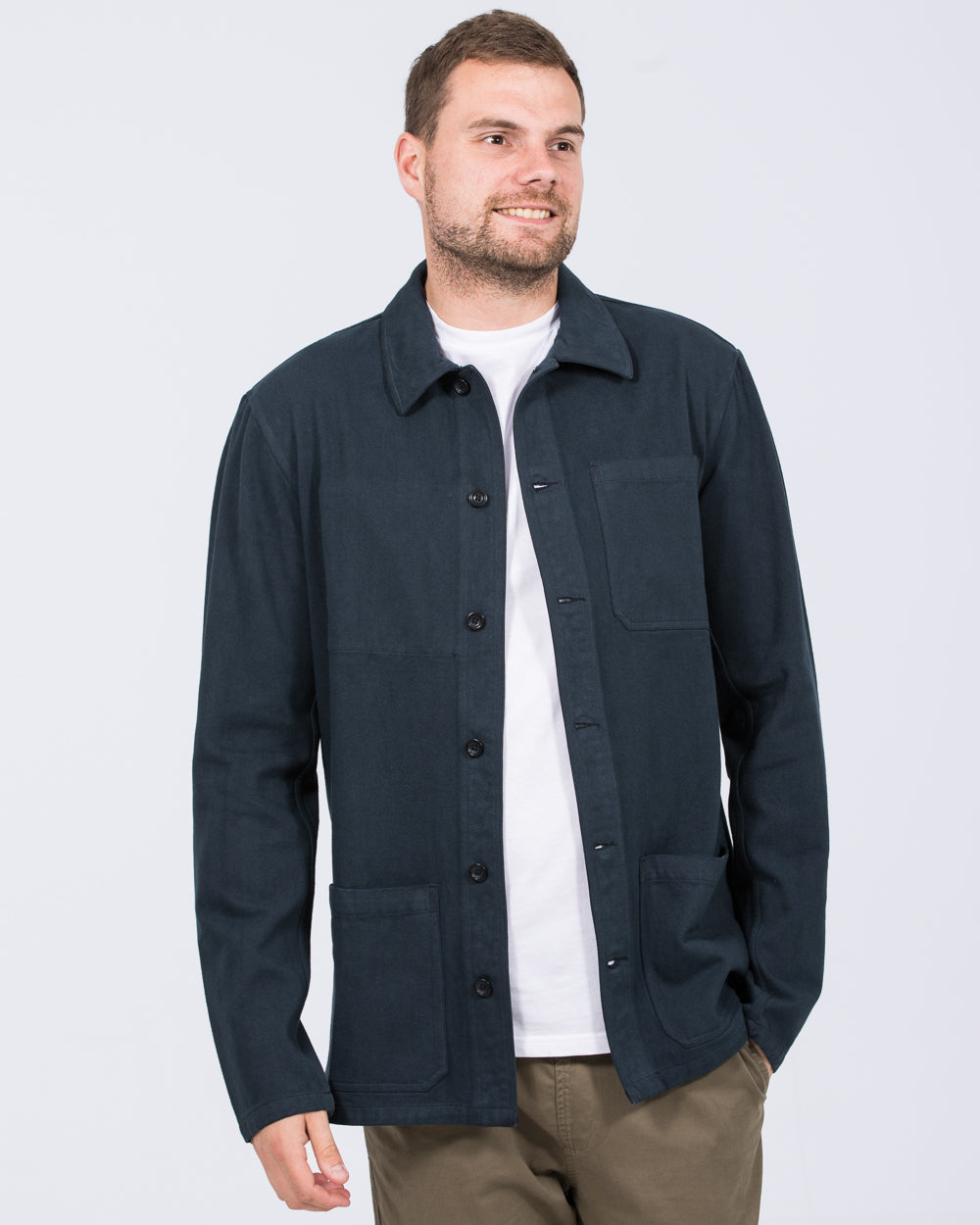2t Tristian Tall Mens Cotton Utility Shacket (navy) | Tall Mens
