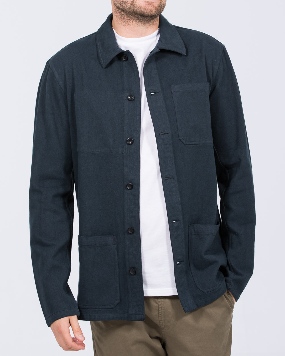 2t Tristian Tall Mens Cotton Utility Shacket (navy) | Tall Mens