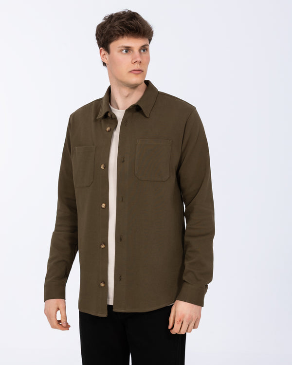 2t Enzo Tall Jersey Shacket (bottle green)