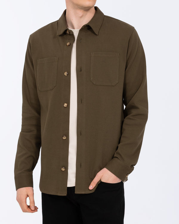 2t Enzo Tall Jersey Shacket (bottle green)
