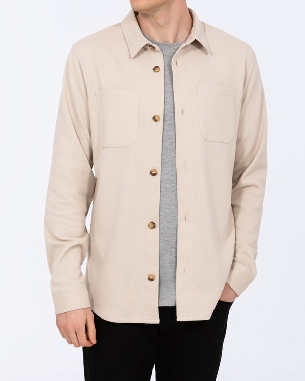 2t Enzo Tall Jersey Shacket (stone)
