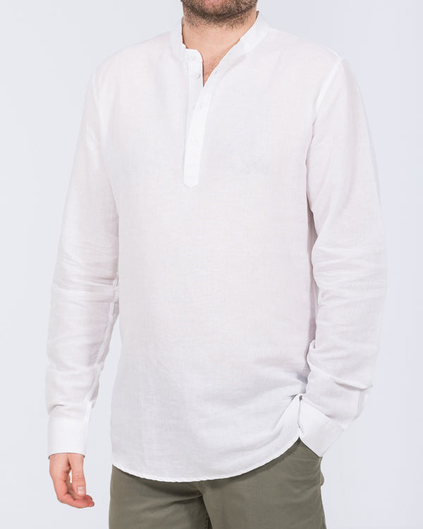2t Cruz Tall Half Placket Linen Shirt (white)