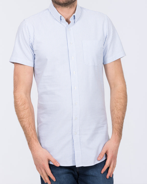 2t Slim Fit Short Sleeve Tall Shirt (light blue stripe)