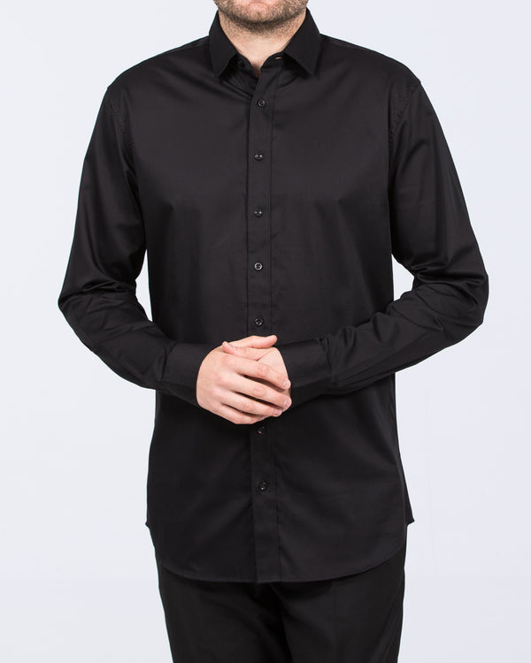 2t Regular Fit Extra Tall Mens Extra Long Formal Shirt (black) 2t Regular Fit Extra Tall Mens Extra Long Formal Shirt (black)