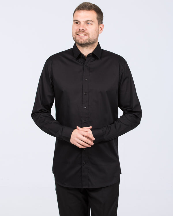 2t Regular Fit Extra Tall Mens Extra Long Formal Shirt (black) 2t Regular Fit Extra Tall Mens Extra Long Formal Shirt (black)