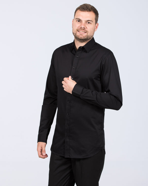 2t Slim Fit Extra Tall Mens Extra Long Formal Shirt (black) 2t Slim Fit Extra Tall Mens Extra Long Formal Shirt (black)