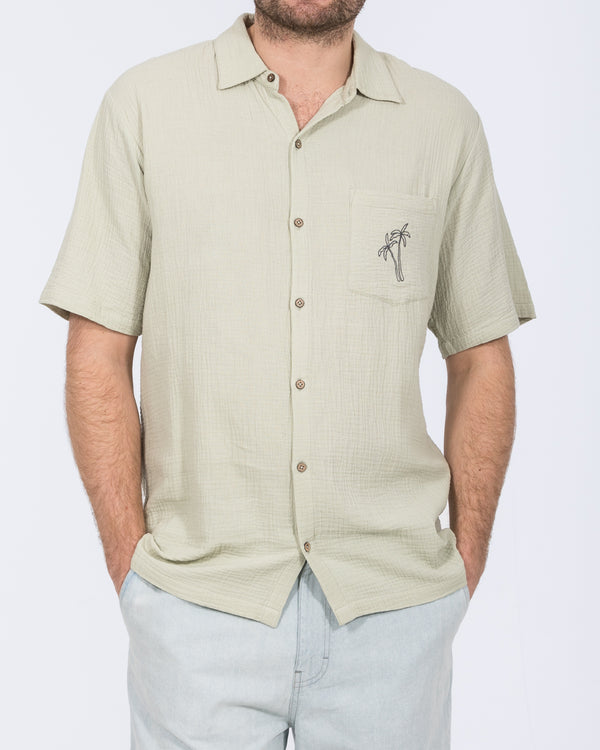 2t Grayson Tall Short Sleeve Embroidered Shirt (sage palm)